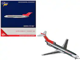 Boeing 727-200 Commercial Aircraft "Northwest Orient" Silver with White Stripes and Red Tail 1/400 Model by GeminiJets