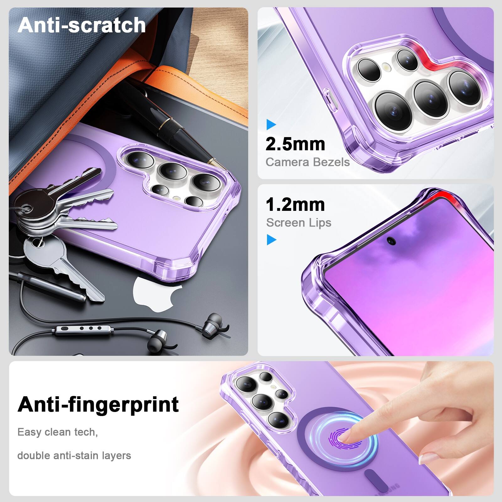 Anti-scratch

2.5mm Camera Bezels

1.2mm Screen Lips

Anti-fingerprint
Easy clean tech, double anti-stain layers