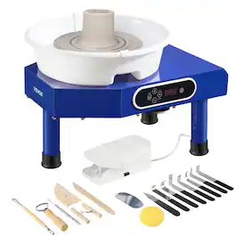 VEVOR - Pottery Wheel, 10in Ceramic Wheel Forming Machine, Foot Pedal ABS Detachable Basin, 60-300RPM Adjustable Speed - Blue