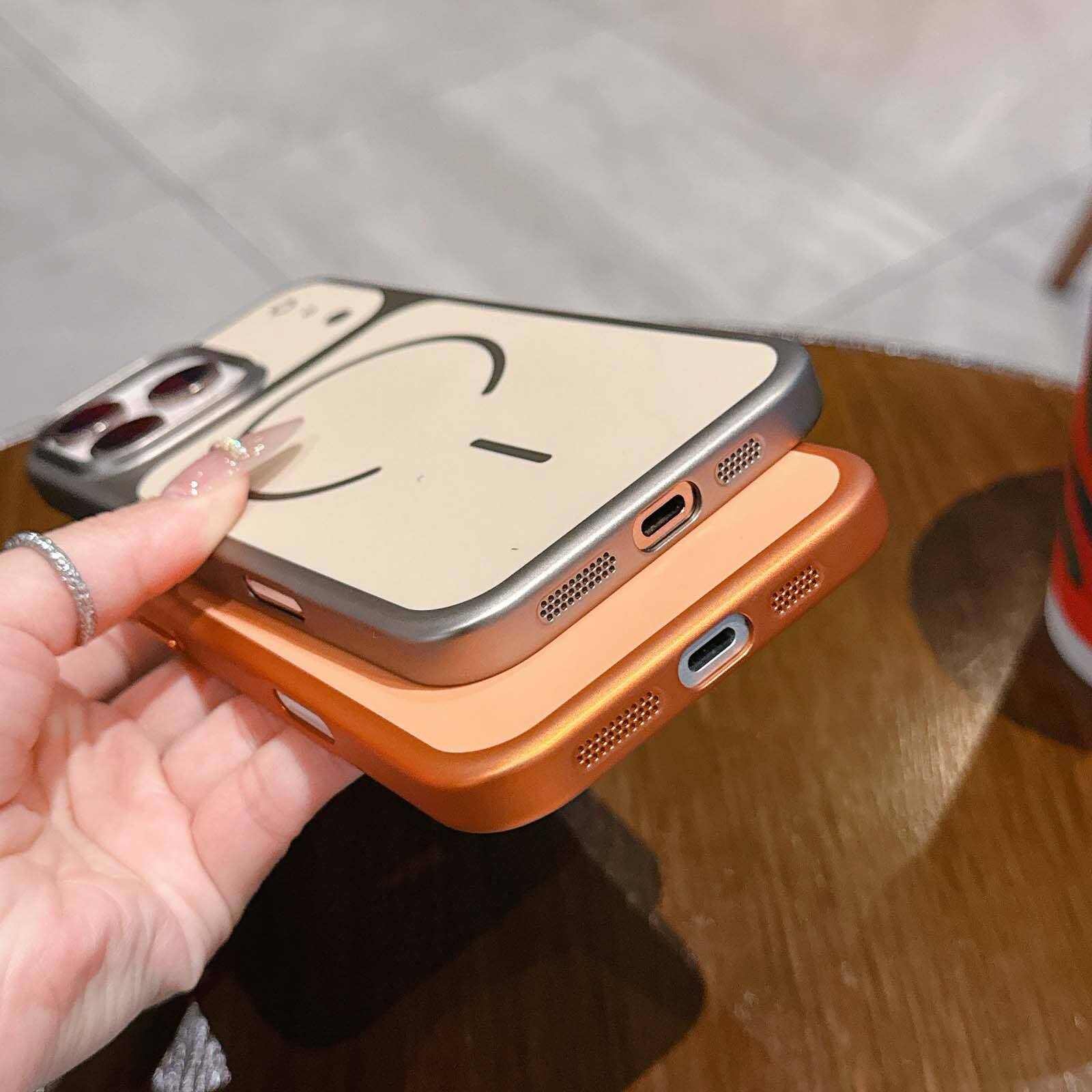 Alt View 4. Dteck - for Apple iPhone 16 Pro Hard PC Magnetic Case,Matte Metallic Texture Back Anti-Scratch Wireless Charging Cover - Orange.
