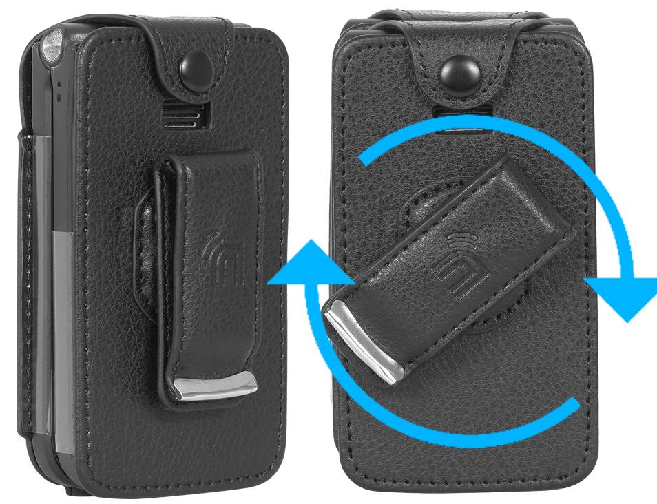 Alt View 4. Nakedcellphone - Case for Consumer Cellular Iris Easy Flip 2 Phone / SpeakEasy Flip 2026 - Vegan Leather, with Belt Clip - Black.