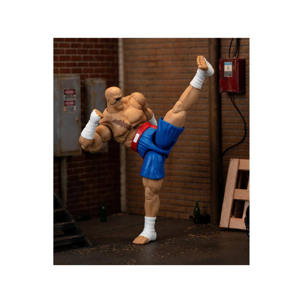 Back. Jada - Sagat 7.5" Action Figure with Accessories, Alternate Head & Hands – Ultra Street Fighter II (2017) - Multicolor.