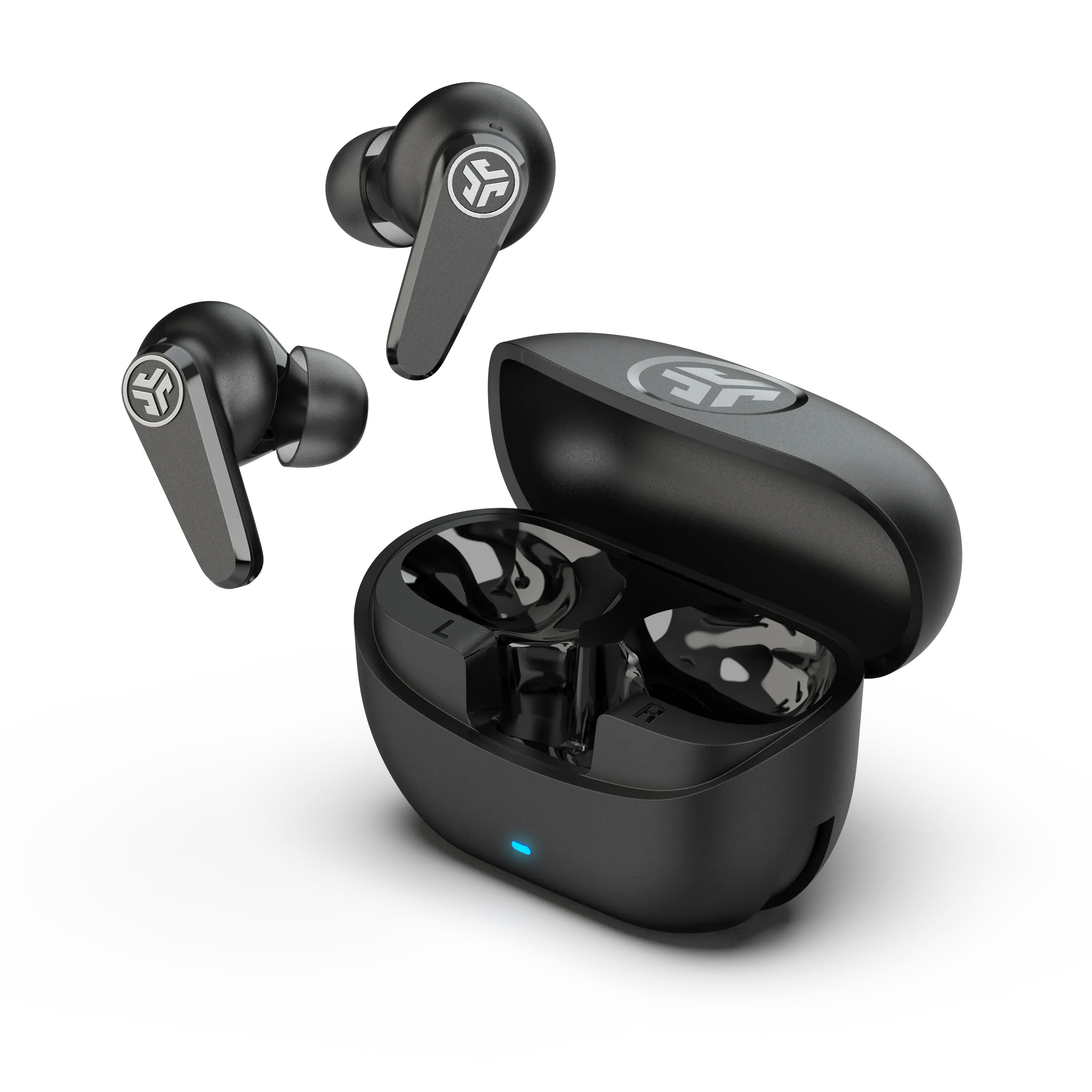 Front. JLab - Go Pods ANC True Wireless Earbuds - Black.