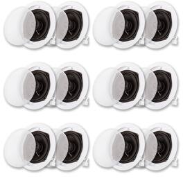 Acoustic Audio by Goldwood - R191 in Ceiling/in Wall Speaker 6 Pair Pack 2 Way Home Theater Flush Mount - Paintable White