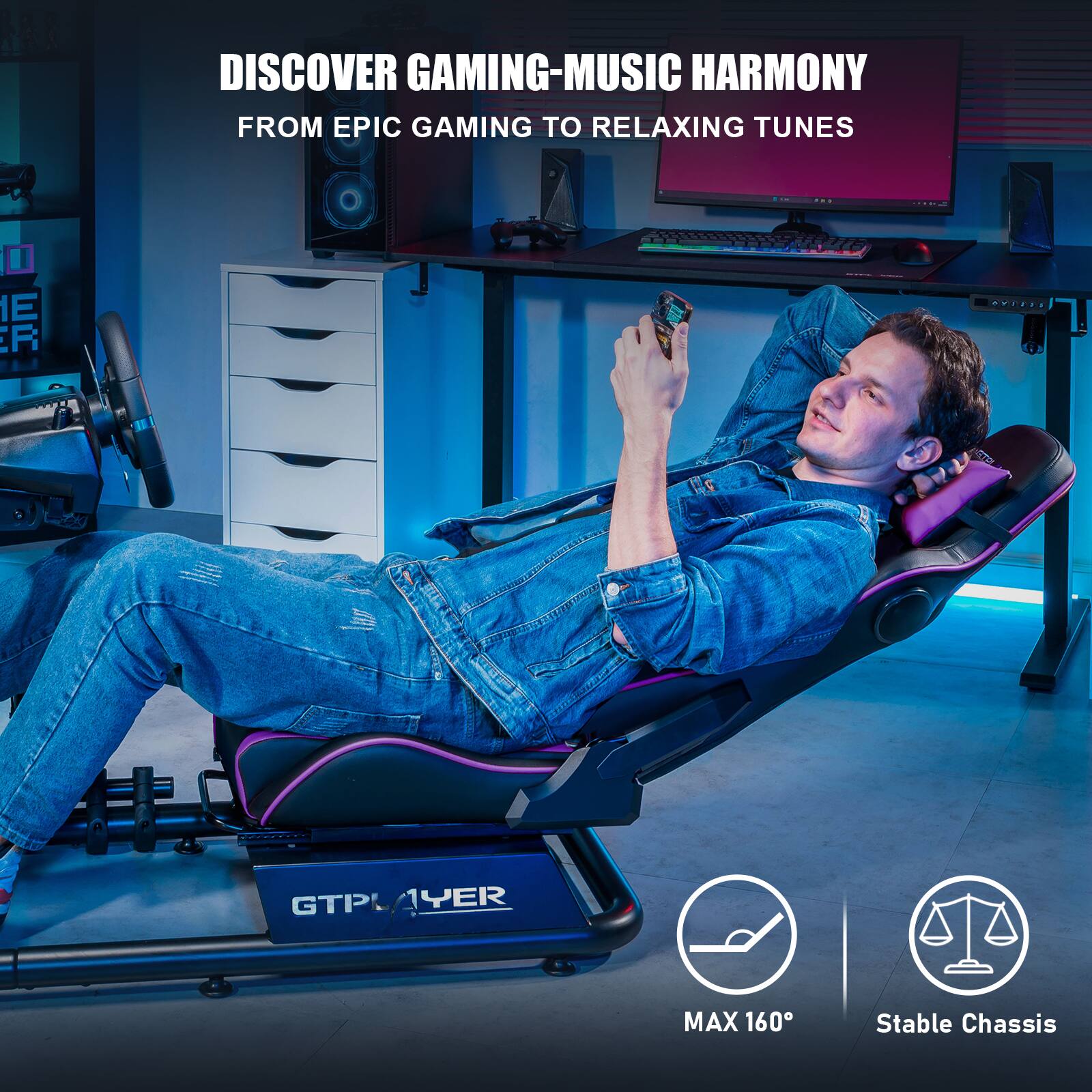 Best Buy GTPlayer Racing Simulator Cockpit with Seat and Bluetooth Speakers Sim Racing Cockpit