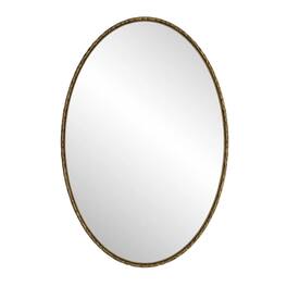 BreeBe - Iron Art Oval Retro Wall Mirror Antique Effect Premium Glass & MDF Frame for Bathroom Bedroom Living Room - Gold