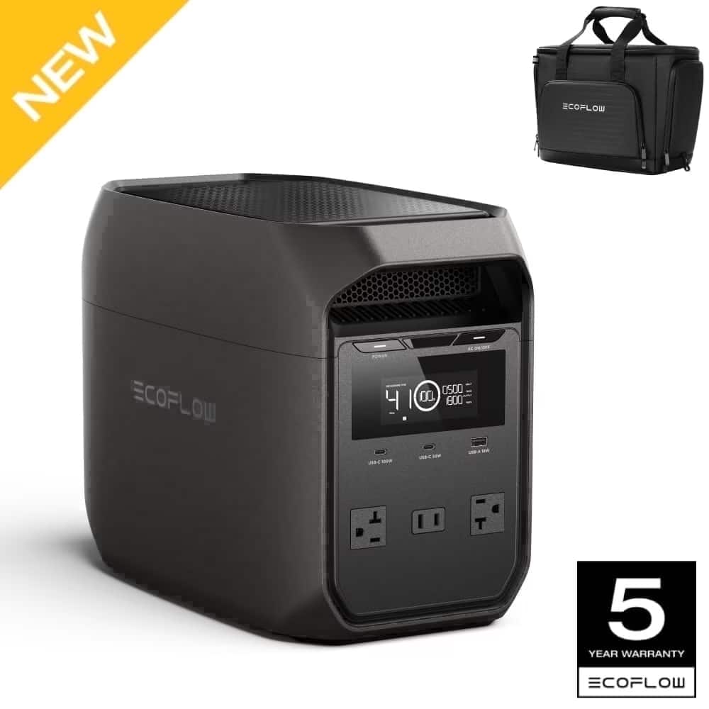 EcoFlow - Delta 3 Classic Portable Power Station with Water-Proof Bag,1800W AC Output (3600W Surge) Solar Generator for Home Backu (1024 Wh Capacity)