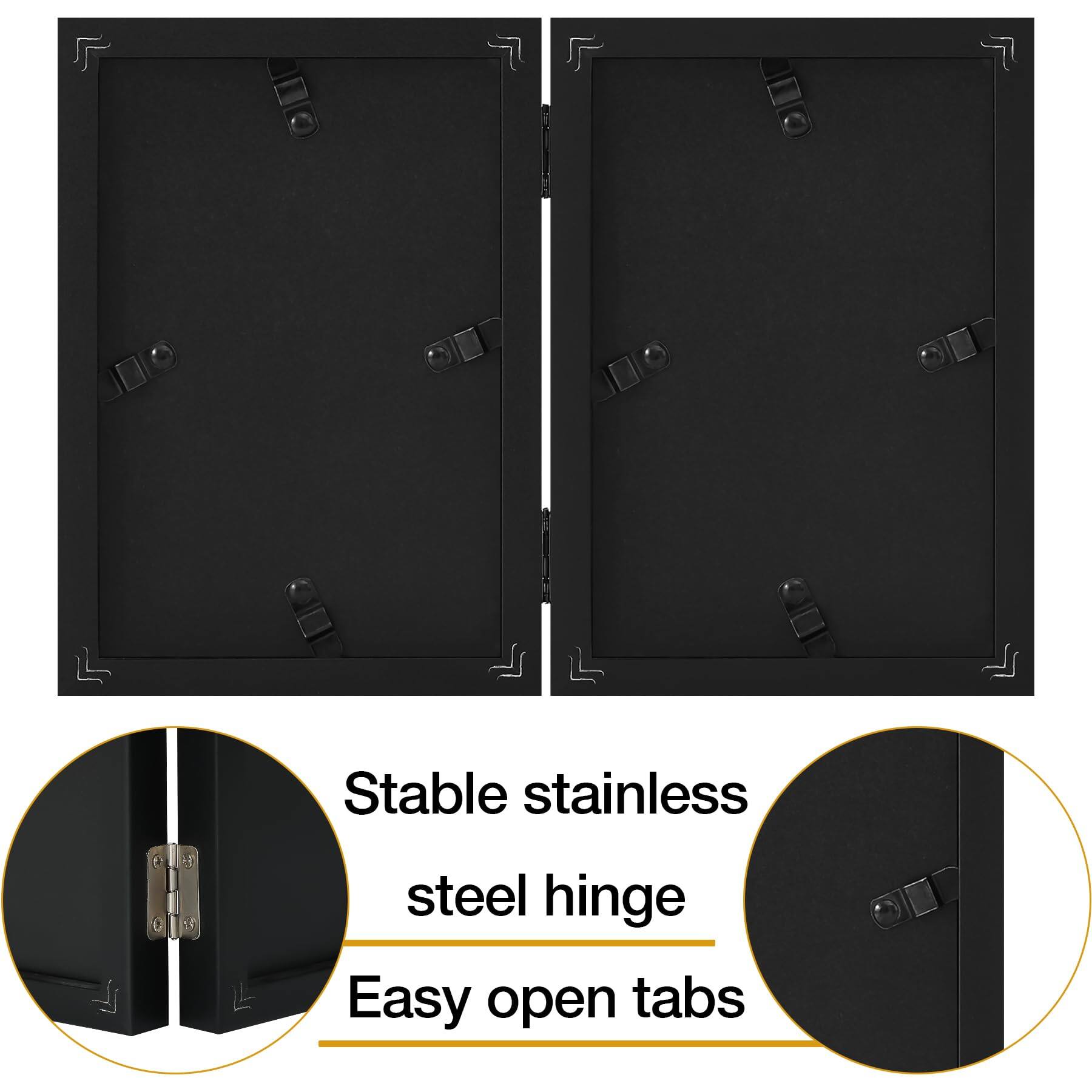 Stable stainless steel hinge  
Easy open tabs