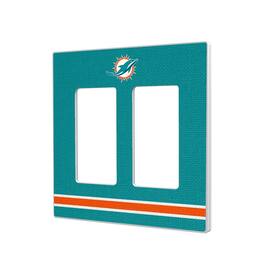 Keyscaper - Miami Dolphins Stripe Double Rocker Light Switch Plate - Multicolor