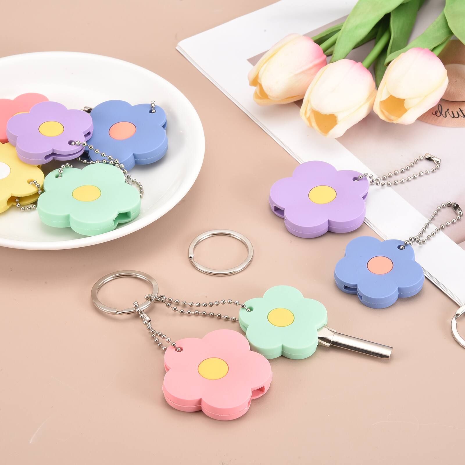 Alt View 4. Unique Bargains - 5pcs Key Covers Caps, PVC Flower Key Identifiers Markers for 1.26" Flat Keys Office Apartment - Green.