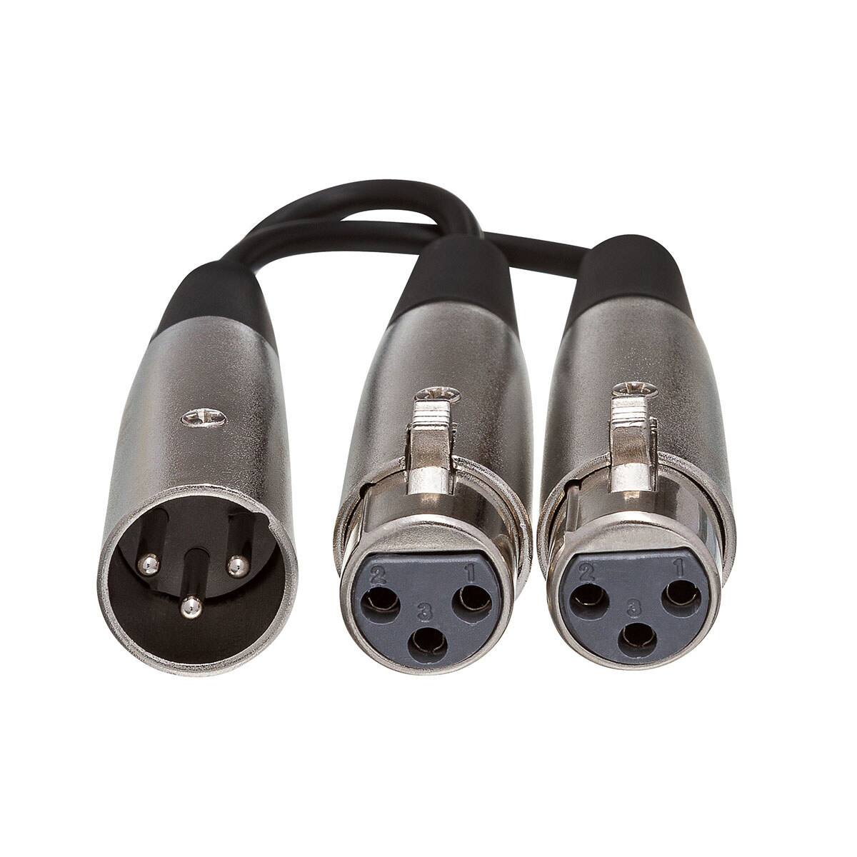 Alt View 4. Hosa Technology - Hosa Technology 6" 3 Pin XLR Male to 2 XLR Female Y-Cable.