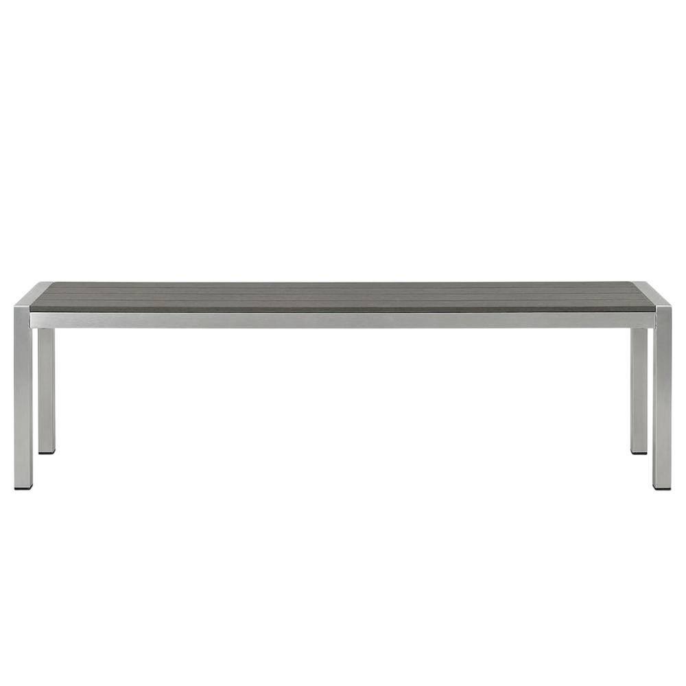 Back. Outdoor Escape - Aluminum Outdoor Patio Bench With Sturdy Frame And Elegant Finish - Gray.