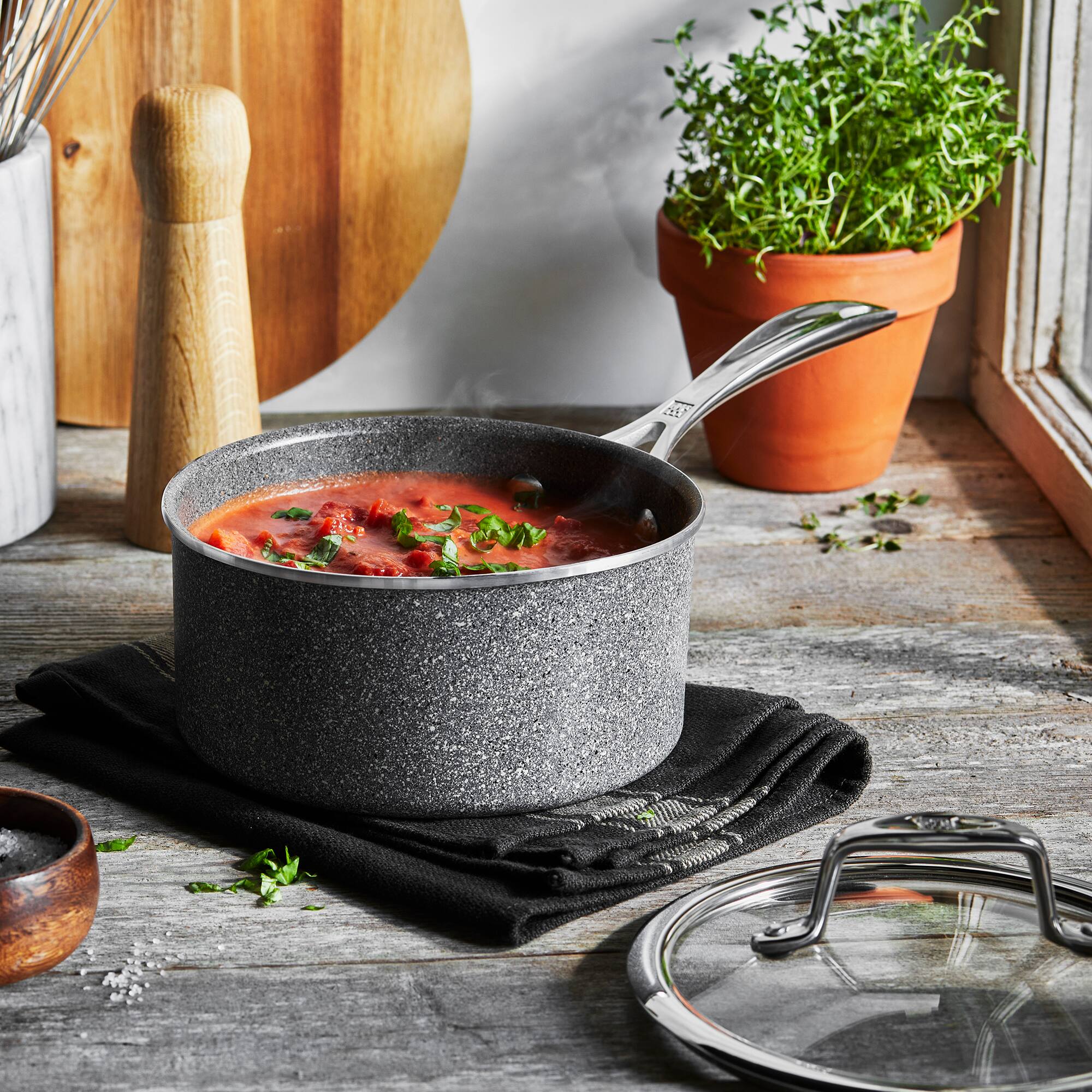 ZWILLING - Vitale 2-qt Aluminum Nonstick Saucepan with Lid - Gray - Thumbnail 5