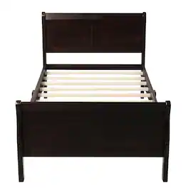 GOODSILO - Solid Wood Twin Platform Bed Frame with Headboard and Footboard for Modern Bedroom Decor - Espresso