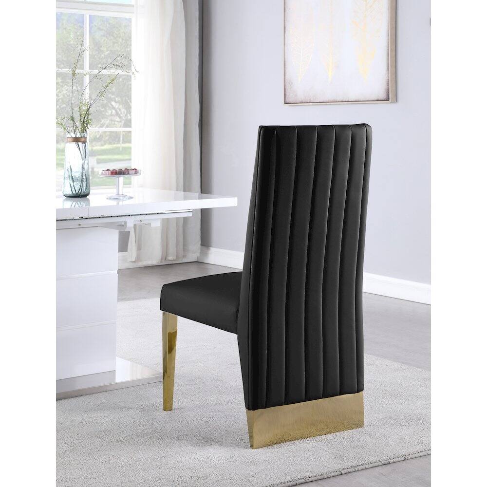 Alt View 2. Meridian Furniture - Porsha Black Vegan Leather Dining Chair, Set of 2 - Black.