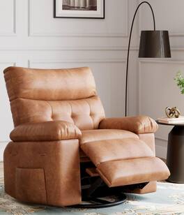 Babevy - Power Lift Recliner Chair with Heat and Massage, Giant 27" Wide Seat, 360 Swivel & Manual Rocker - Brown