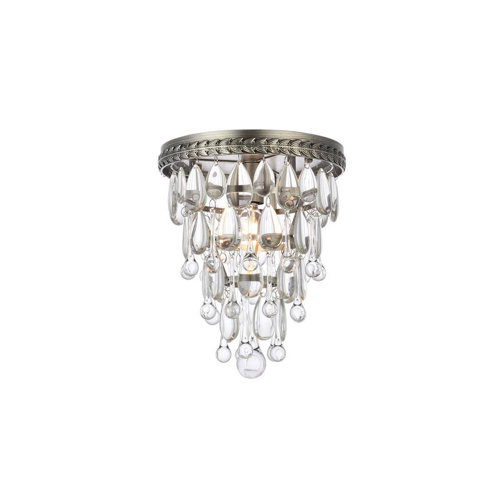Left. Urban Classic - Nordic 1 light antique silver Flush Mount Clear Royal Cut Crystal - Antique Silver.