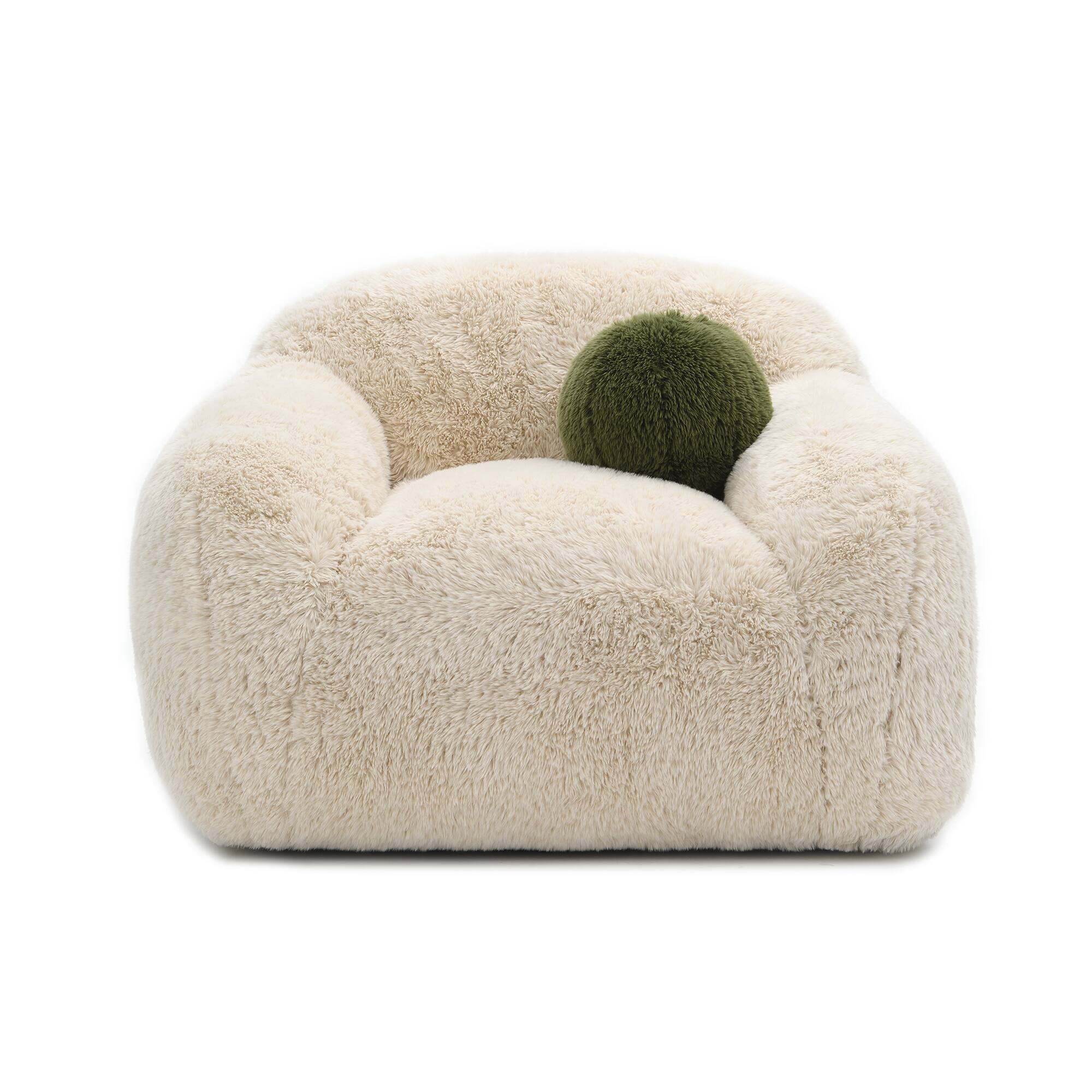Front. Vaczon - Plush 360° Swivel Chair with Long Pile Shaggy Accent Chair with Included Ball Pillows for Living Room or Bedroom - Sand.
