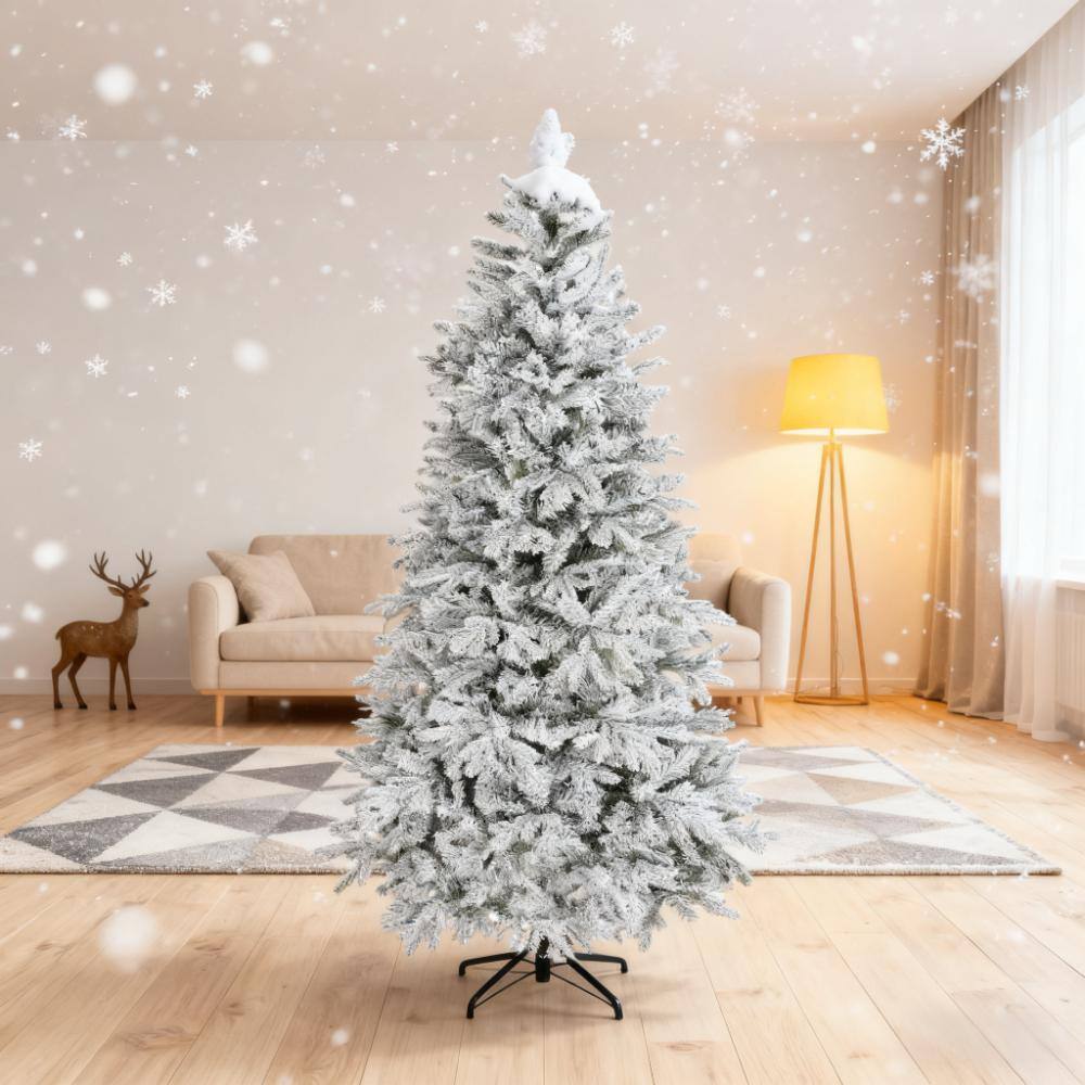 Alt View 2. APRILSOUL - 7.5 ft Artificial Frosted Christmas Tree - Green.