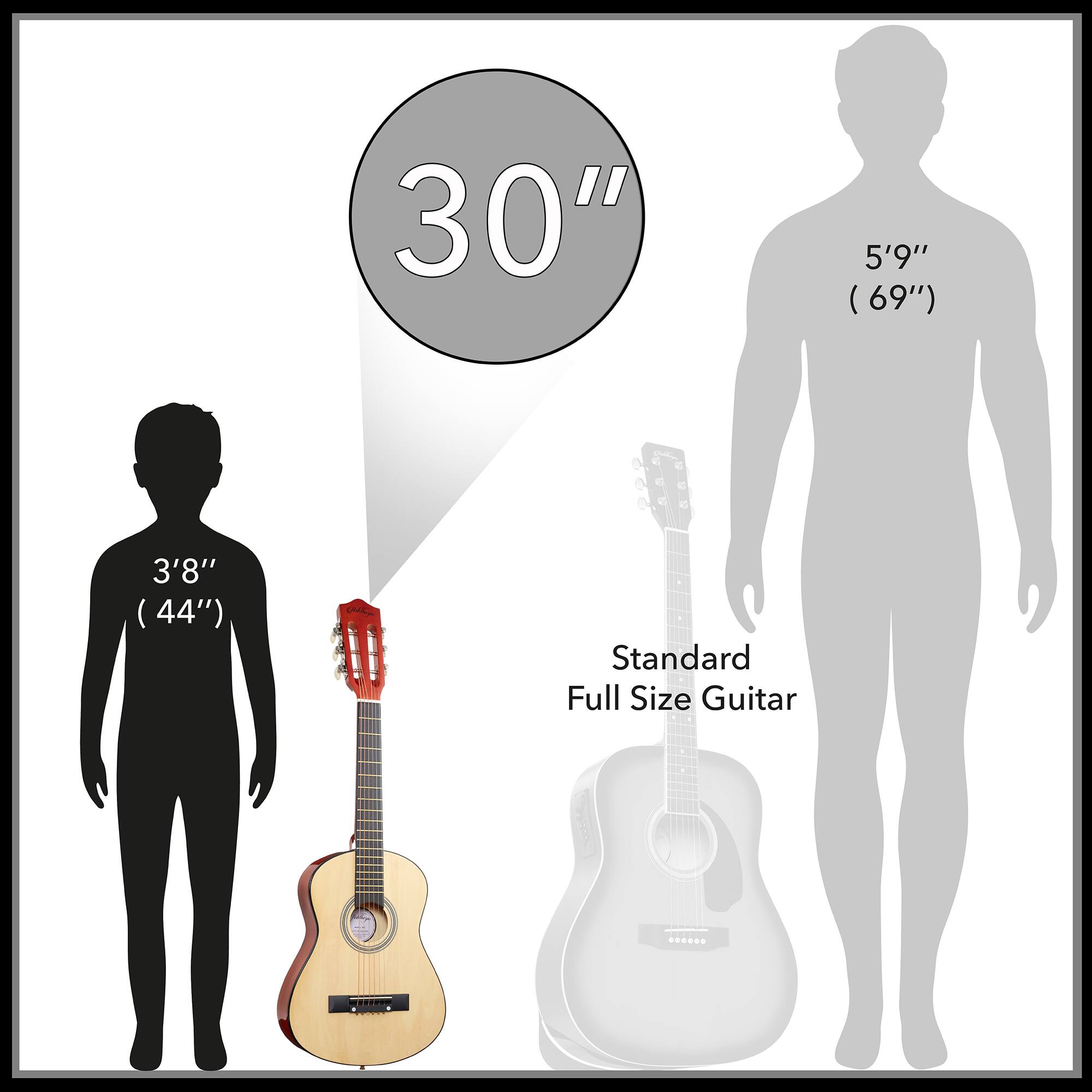 30"  
5'9" (69")  
3'8" (44")  
Standard Full Size Guitar