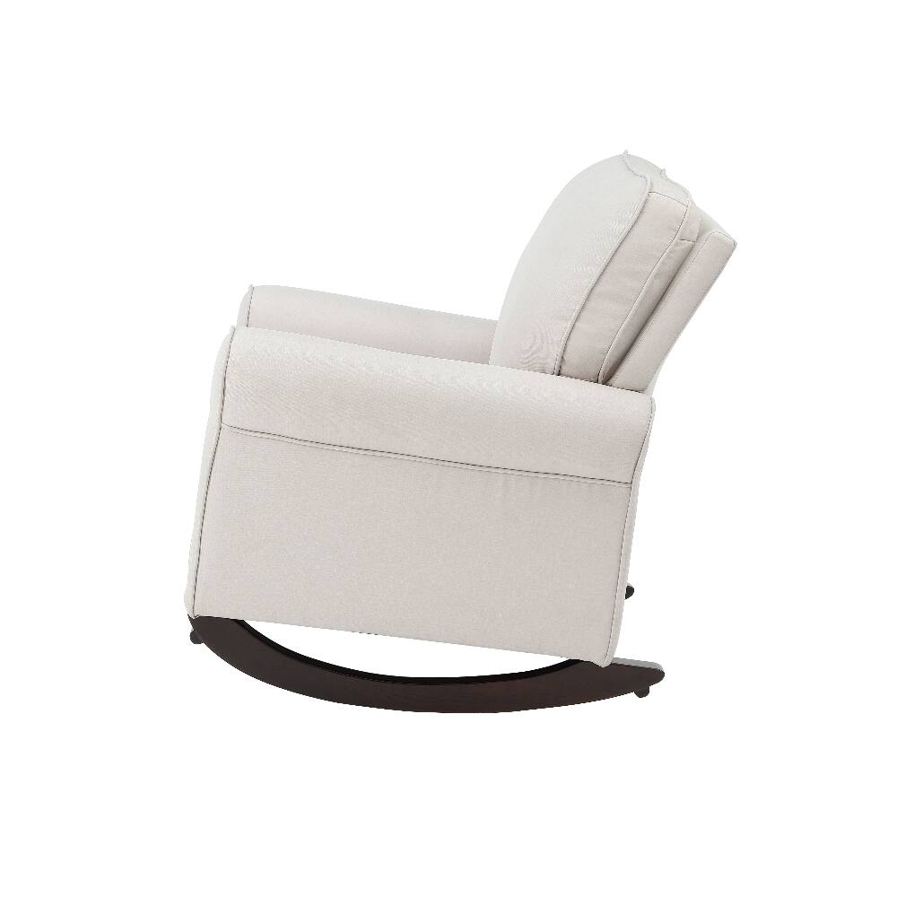 Alt View 1. Loheer - Loheer Beige Fabric Rocking Chair Wooden Legs Upholstered Rocker - Beige.