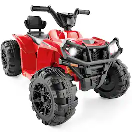 Best Choice Products - 12V Kids Ride-On ATV Quad w/ Bluetooth, 2.4mph Max, Treaded Tires, LED Lights, Radio - Red