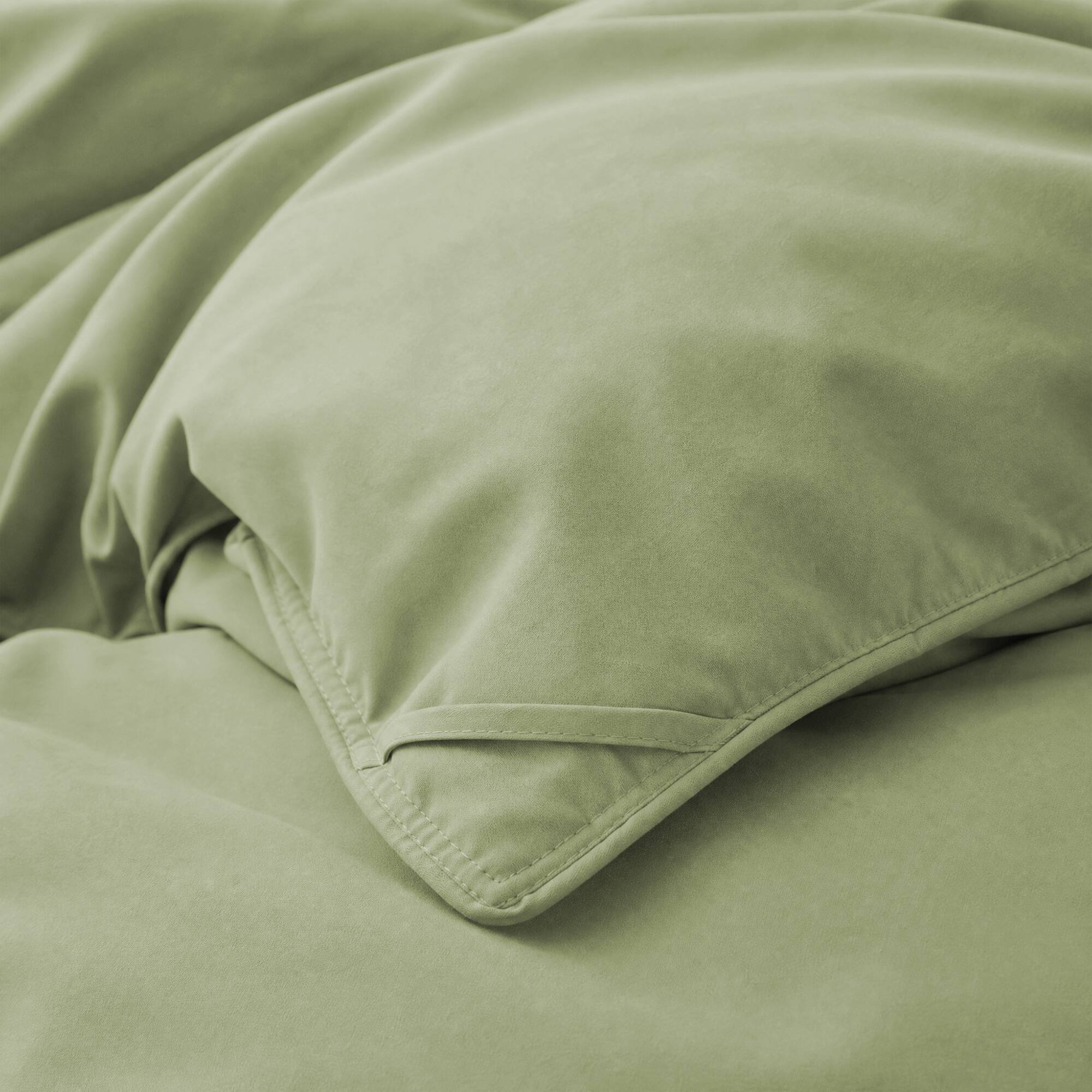 Left. Peace Nest - Peace Nest White Goose Down Feather Fiber Comforter Duvet Insert, Green, California King - Green.