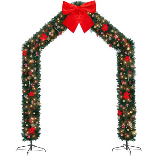 Winado - 8.5 FT Christmas Artificial Tree Archway Decoration, PVC Holiday Tree Arch with 350 LEDs for Outdoor Garden, Pointed Top - Green