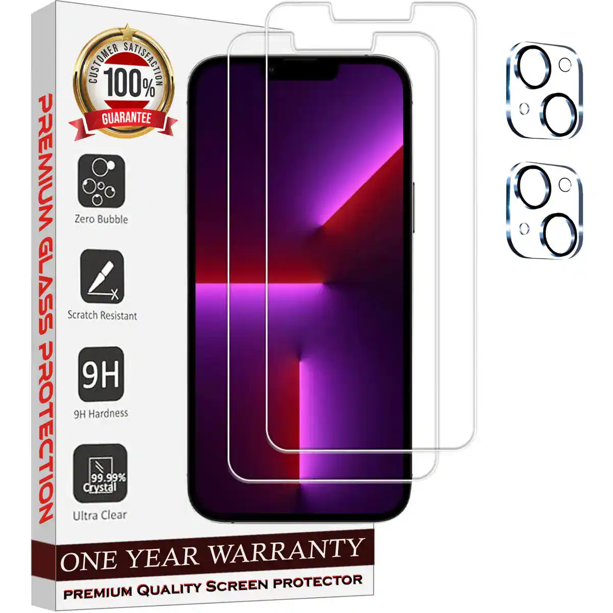Entronix - Clear Screen Protector & Camera Lens Protector Compatible with iPhone 14 Plus - 4-Piece Combo - Transparent