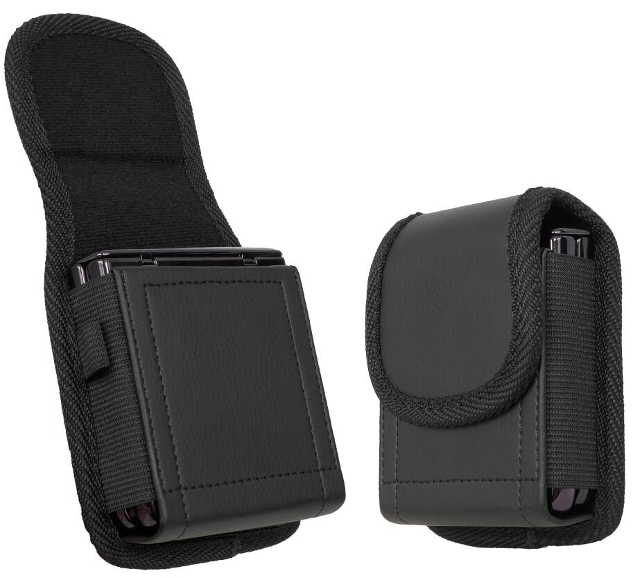 Alt View 2. Nakedcellphone - Case-Compatible Pouch for Galaxy Z Flip 7 and Motorola RAZR Series - Metal Clip, Belt Harness, Magnetic - Black.