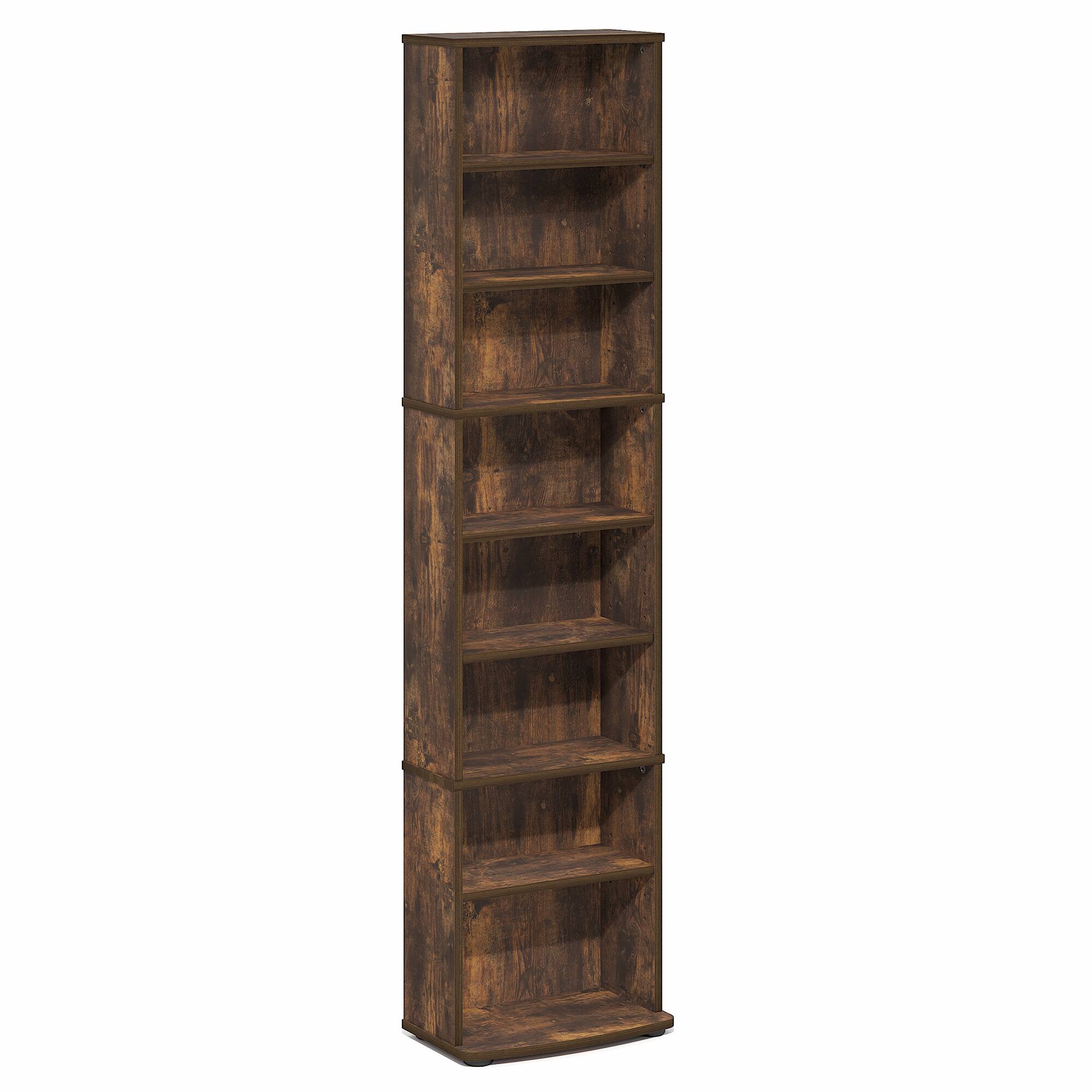 Alt View 4. Furinno - JAYA DVD Shelf, Tall Narrow CD Rack, Media Shelf with Adjustable Shelves, DVD Storage Cabinets, Easy Assembly - Amber Pine.