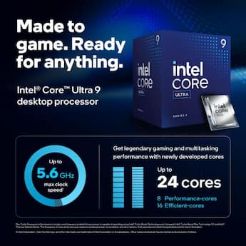 Intel Core Ultra 9 Desktop Processor 285 24 cores (8 P + 16 E Intel Core Ultra 9 Desktop Processor 285 24 cores (8 P + 16 E