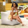 Front. Jaxx - Jaxx Ponce Outdoor Bean Bag Chair - Weather Resistant Patio and Poolside Lounge Seating, Pearl - Pearl.
