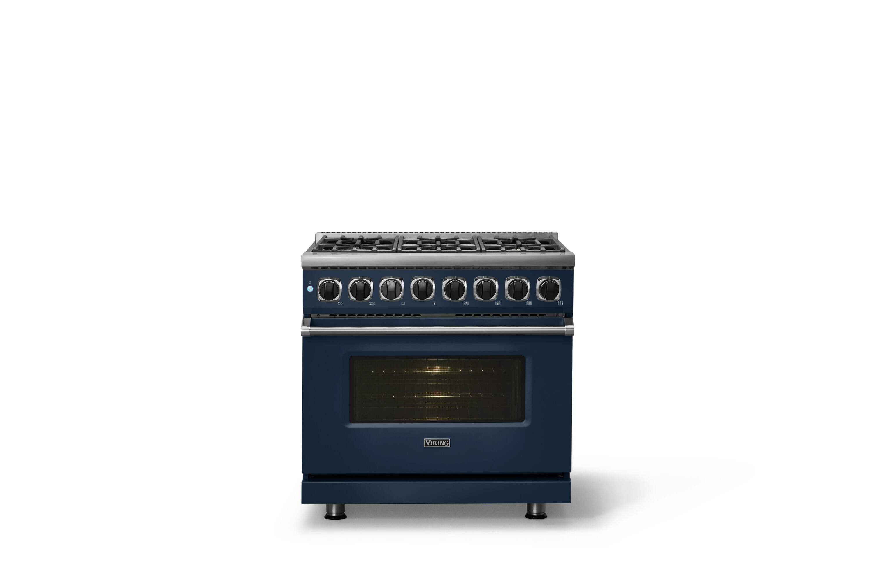 Alt View 1. Viking - 36 in. Wide 6 Burner Freestanding 7 Series Dual Fuel Self-Clean Range - Slate Blue.