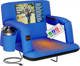 Alpcour - Heated Reclining Stadium Seat for Bleachers with Back Support - Wide - Royal Blue