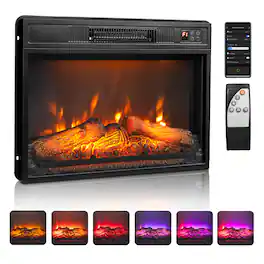 Winado - 23" WiFi Smart Electric Fireplace Insert, 1400W Wall Recessed Fireplace Heater with 6 Flame Settings, Remote Control - Black