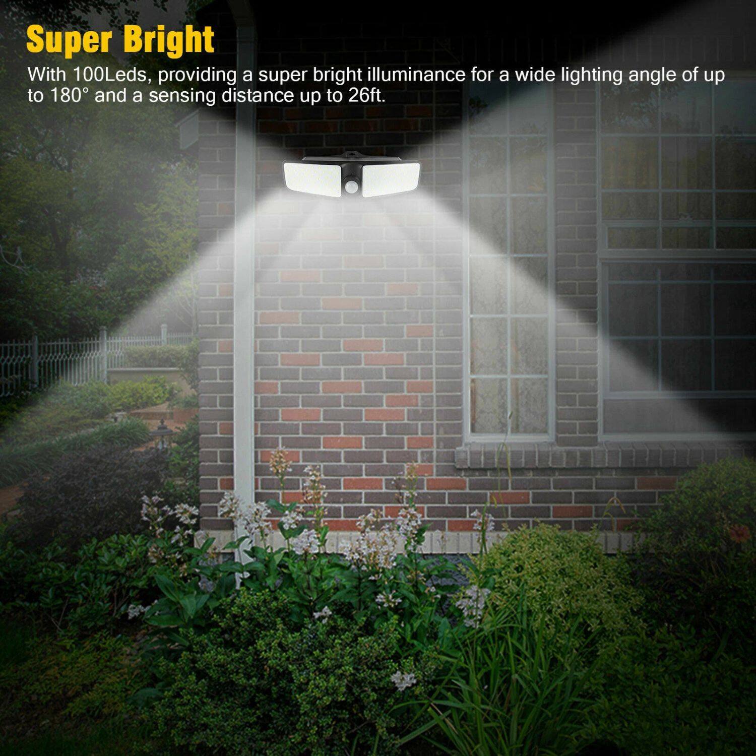 Super Bright  
With 100 LEDs, providing a super bright illuminance for a wide lighting angle of up to 180° and a sensing distance up to 26ft.
