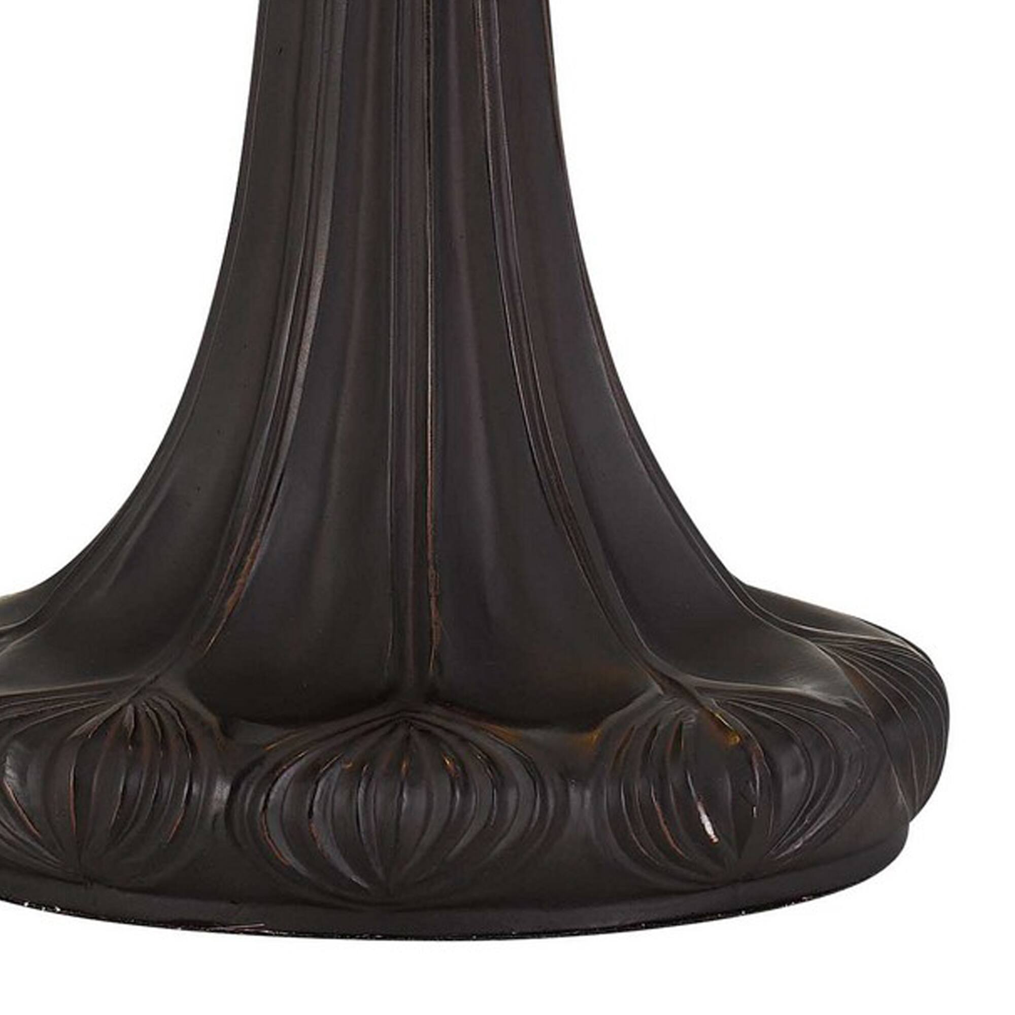 Back. Manhattan Lane - 120 Watt Tiffany Table Lamp with Engraved Base - Multicolor.
