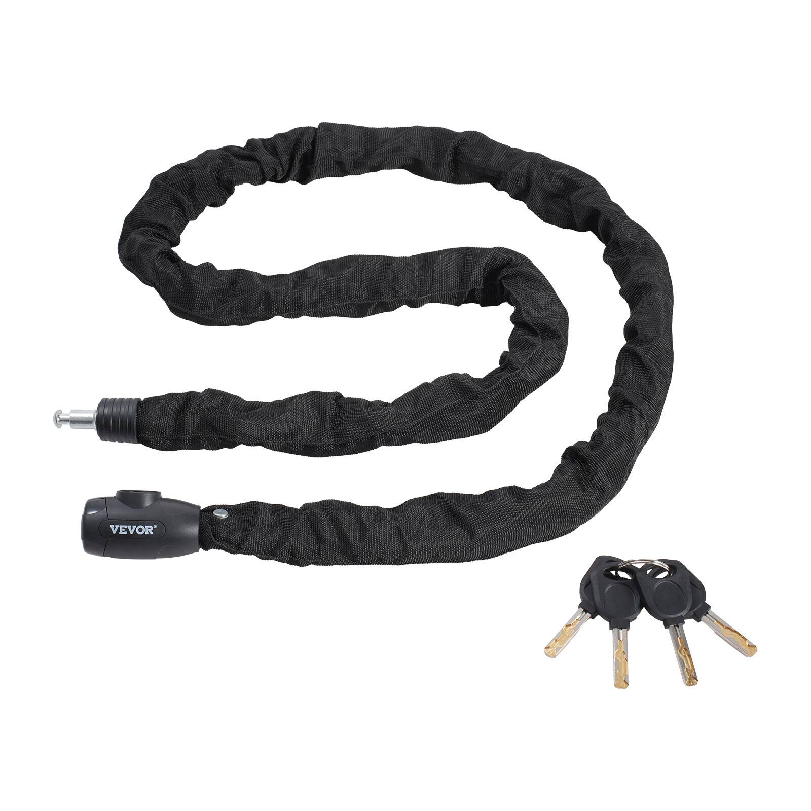 Front. VEVOR - Bike Chain Lock, 5.91 Ft Combination Bicycle Chain Lock with 4 Keys, Heavy Duty Anti-Theft High Security Bike Locks - Black.