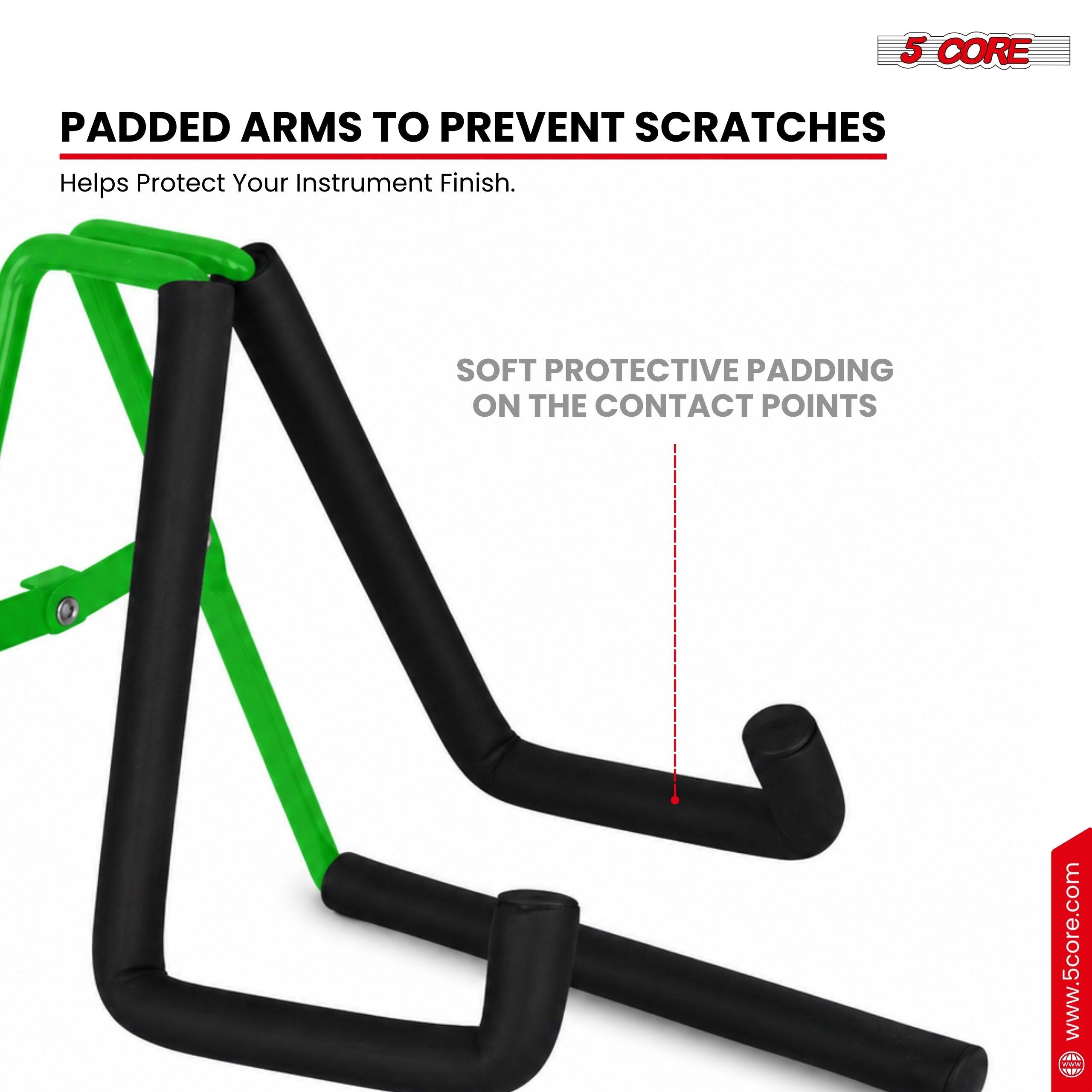 5 CORE PADDED ARMS TO PREVENT SCRATCHES Helps Protect Your Instrument Finish. SOFT PROTECTIVE PADDING ON THE CONTACT POINTS www.5core.com