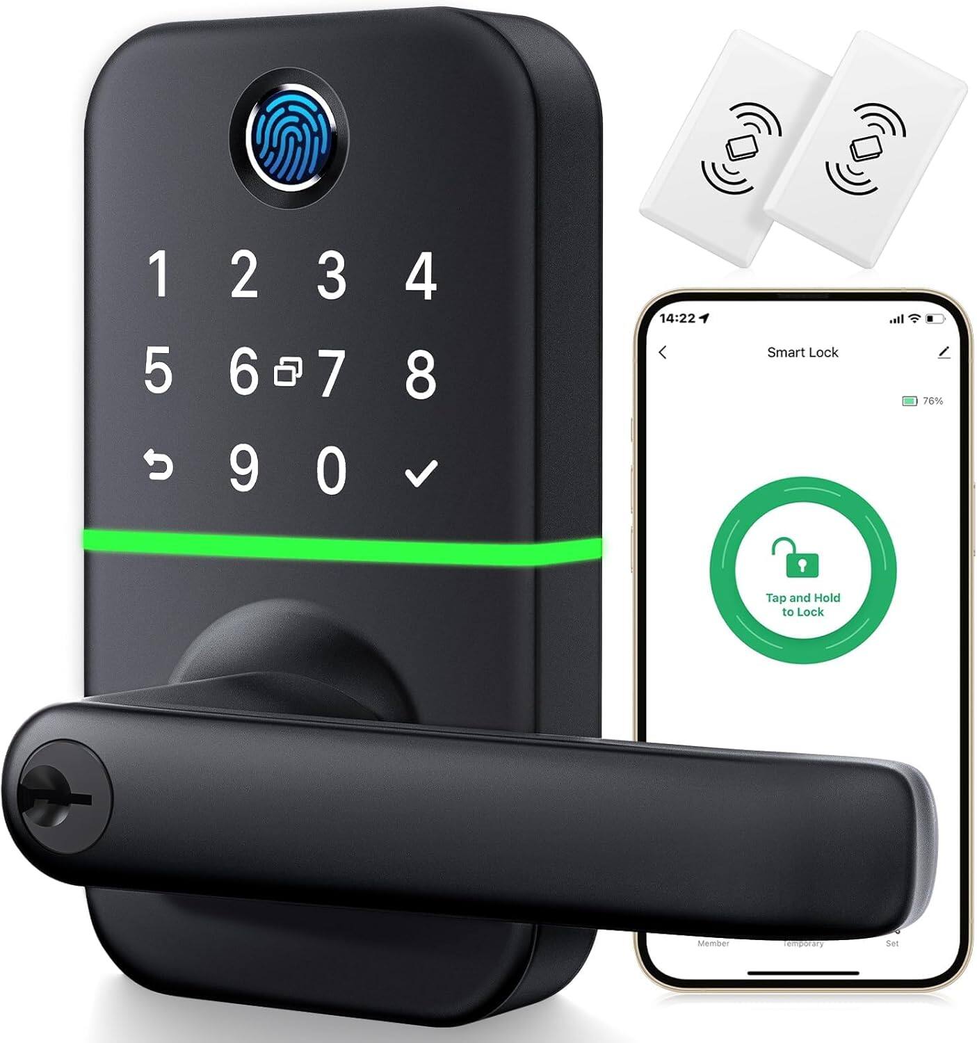 1 2 3 4  
5 6 7 8  
9 0  

Smart Lock  
76%  

Tap and Hold to Lock  

Member C Set