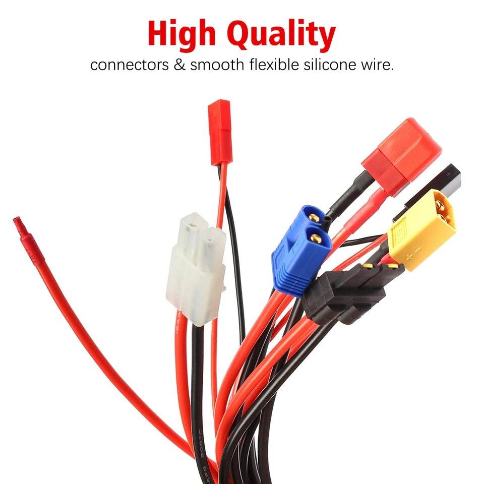 High Quality  
connectors & smooth flexible silicone wire.