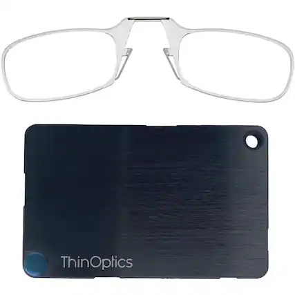 Front. ThinOptics - ThinOptics Readers with Wallet - 1.50 - Clear Frame, Black Wallet - Clear/Black.