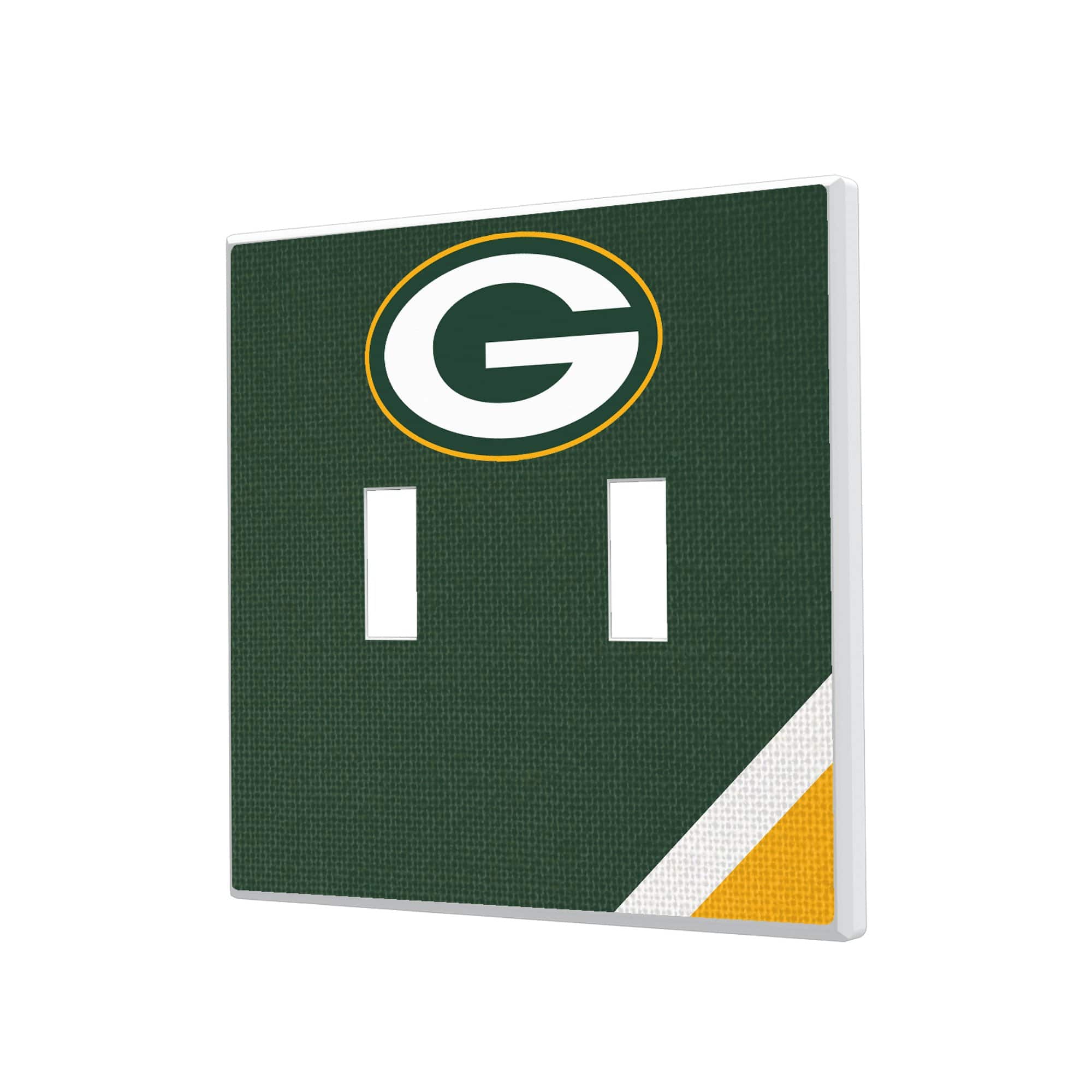 Keyscaper - Green Bay Packers Diagonal Stripe Double Toggle Light Switch Plate - Multicolor
