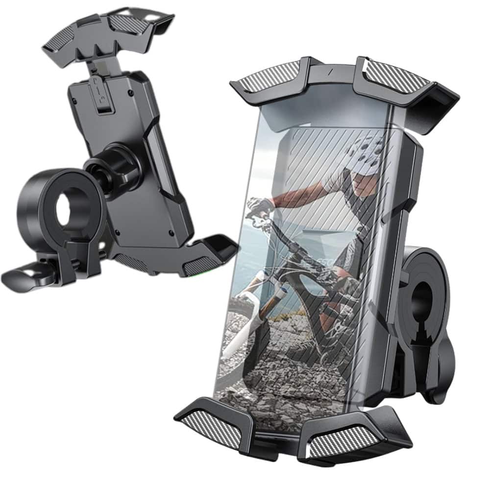 Front. Esoulk - Universal Bike Phone Mount Motorcycle Handlebar Clamp Scooter Clip for iPhone Android GPS - Black.