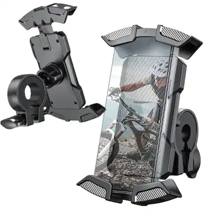 Front. Esoulk - Universal Bike Phone Mount Motorcycle Handlebar Clamp Scooter Clip for iPhone Android GPS - Black.