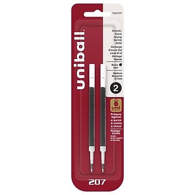 Uniball 70207PP Smooth Quick Drying Gel Ink Refill Recharge D'Encre Gel Livse D'Encre Sichage Rapide Black Nei Medium 0.7mm 2 UN Protects Against Water Fading Pronege Contre l'Eau 207
