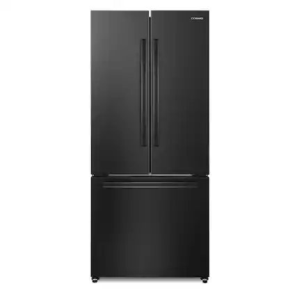 Front. COSMO - COS-RFFV183GHBK 30 in. Vista Collection 17.5 cu. ft. Counter Depth 3-Door French Door Refrigerator, Freezer Drawer - Matte Black.
