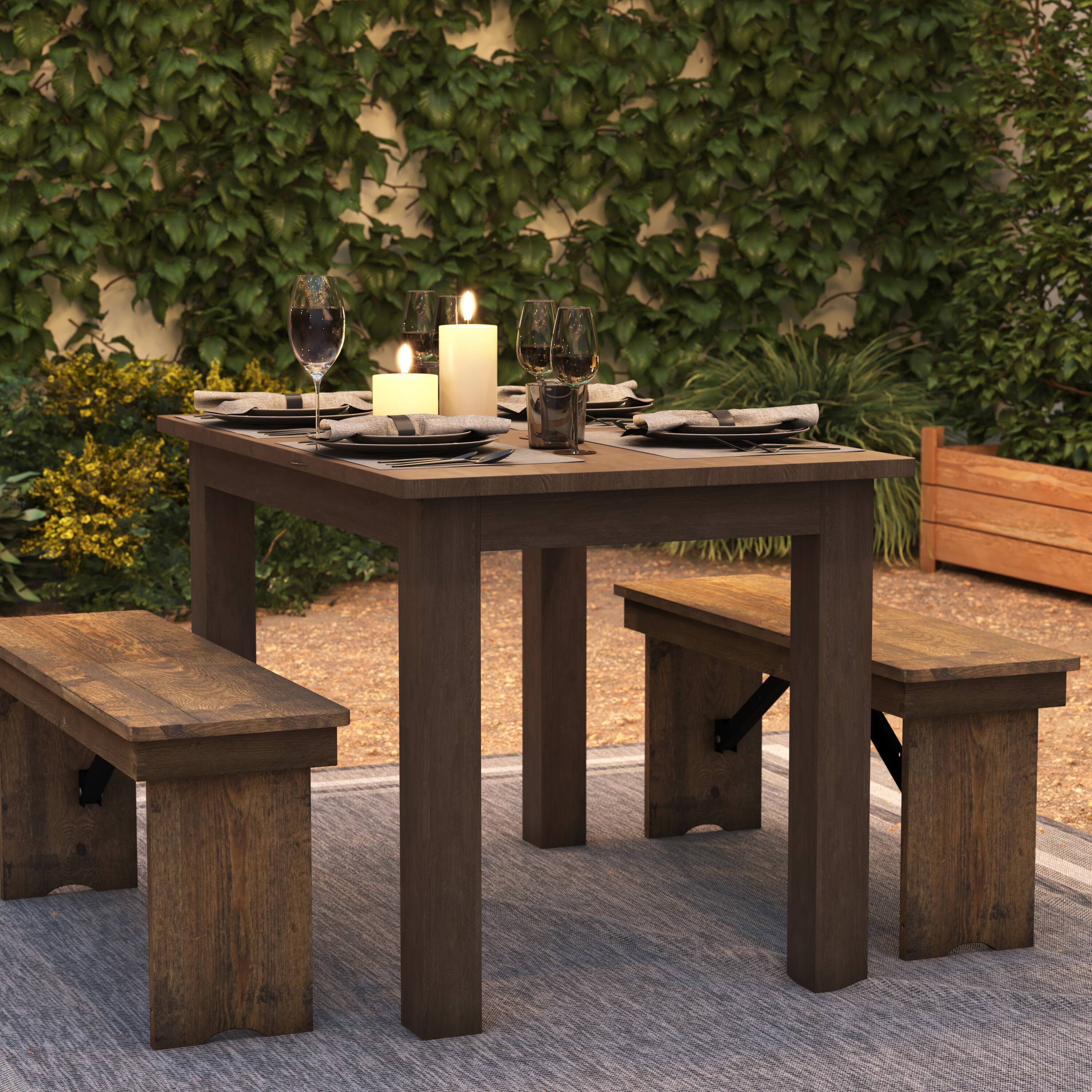 Alt View 2. Flash Furniture - HERCULES 46" x 30" Rectangular Antique Rustic Solid Pine Farm Dining Table - Brown.
