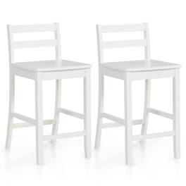 Costway - 24-Inch Wooden Bar Stools Set of 2 with Ergonomic Backrest Counter Height Stools - White